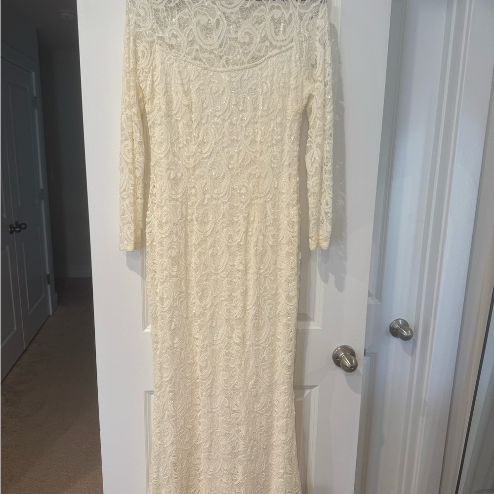 MARINA Wedding Dress - Cream/Ivory Long Sleeve Lace Wedding Dress